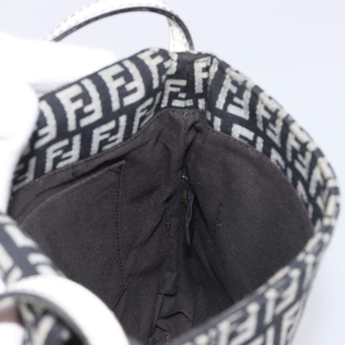 FENDI Zucchino Canvas Mamma Baguette Shoulder Bag Black Gold Auth 199623V