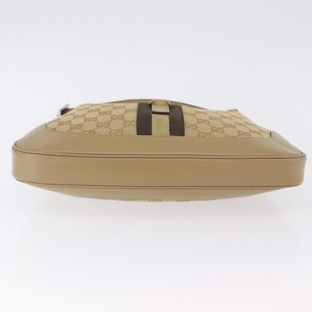 GUCCI GG Canvas Jackie Shoulder Bag Beige Silver 00963 Auth 199624V