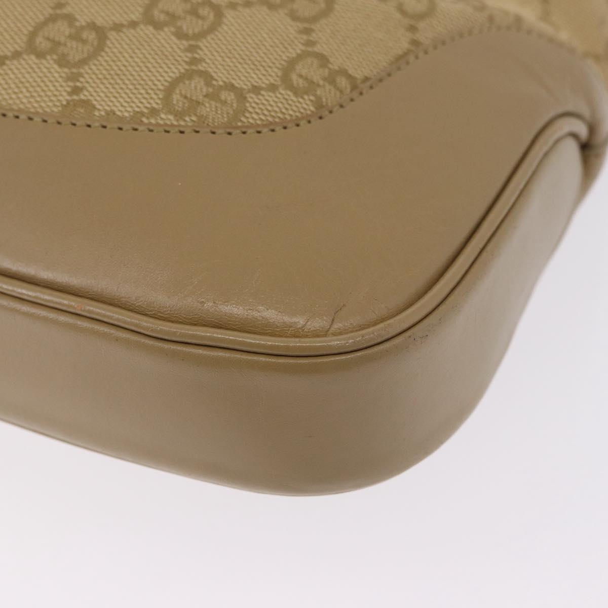 GUCCI GG Canvas Jackie Shoulder Bag Beige Silver 00963 Auth 199624V