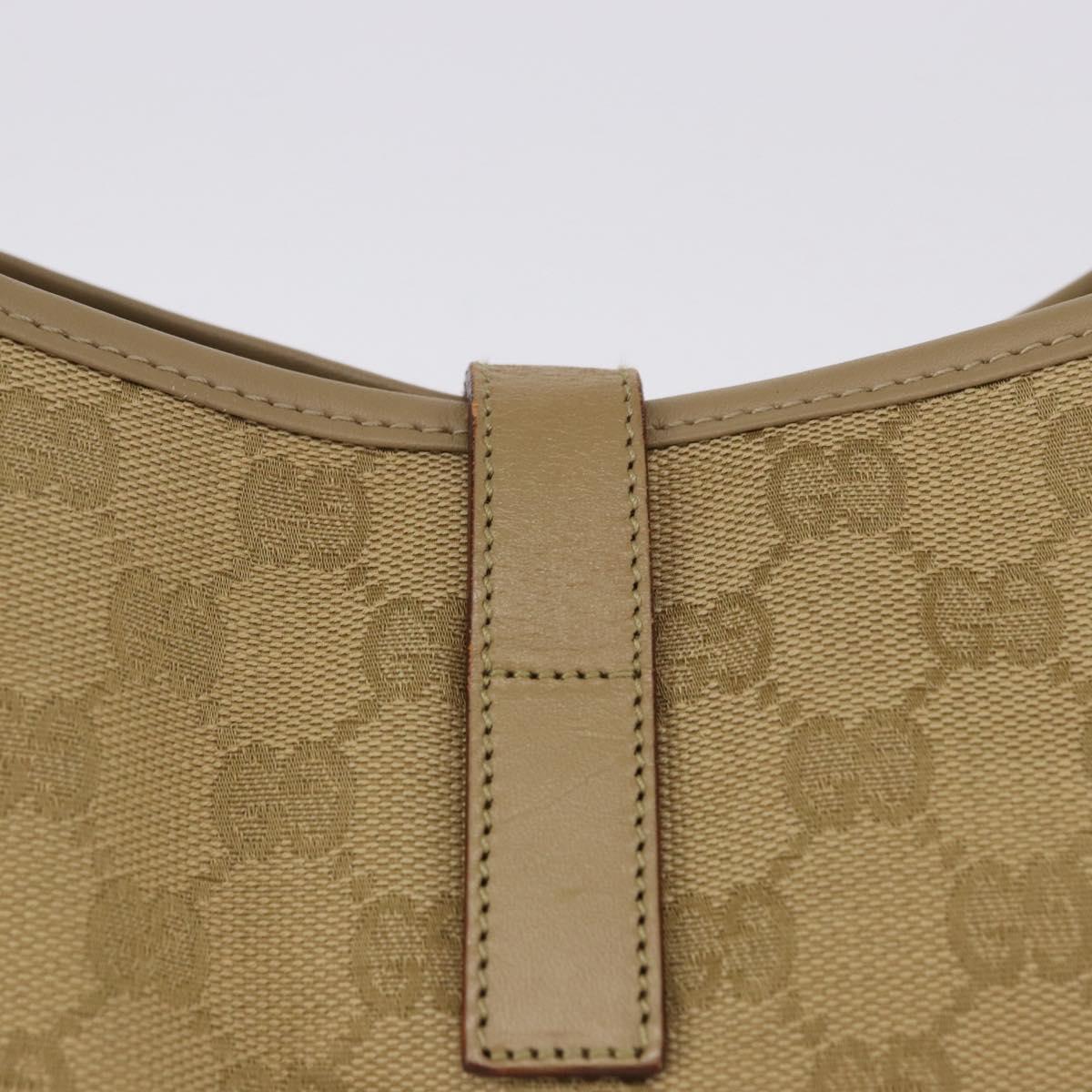GUCCI GG Canvas Jackie Shoulder Bag Beige Silver 00963 Auth 199624V