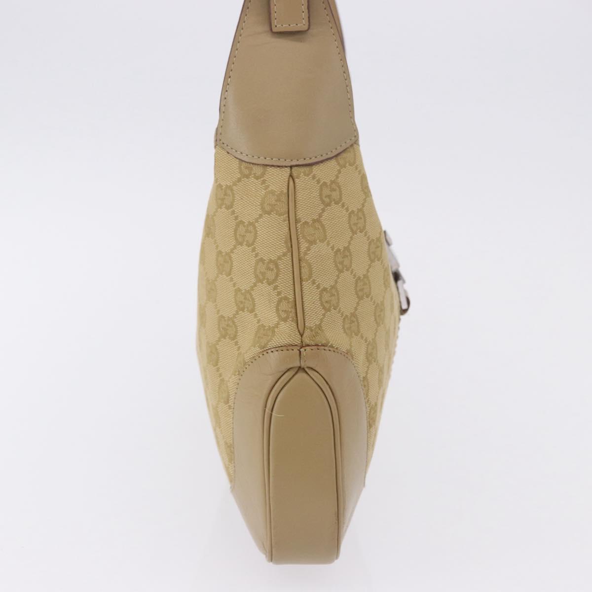 GUCCI GG Canvas Jackie Shoulder Bag Beige Silver 00963 Auth 199624V