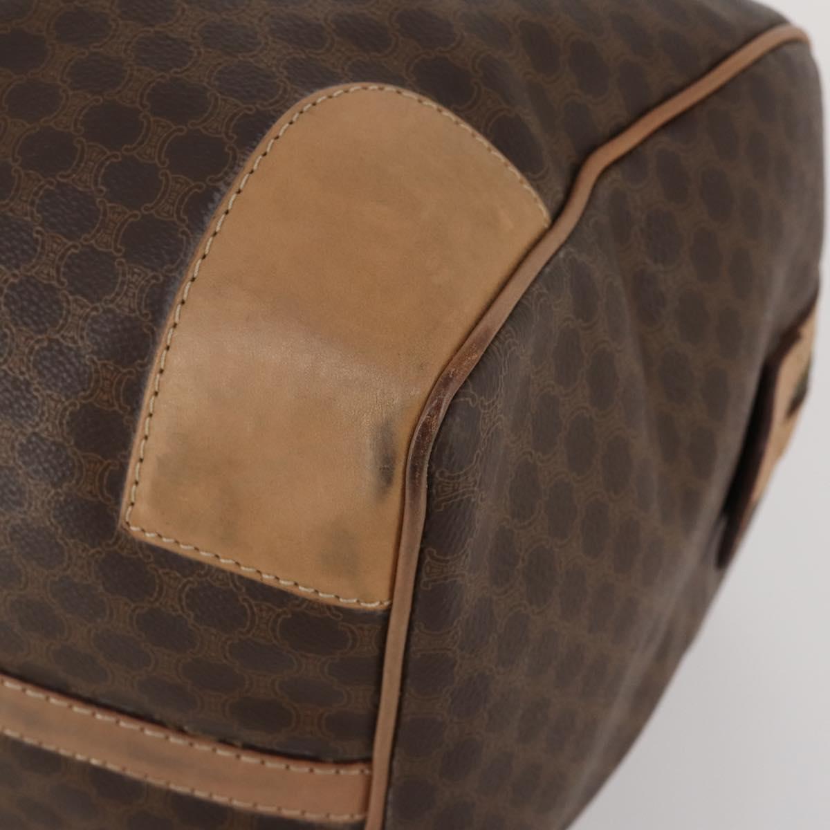 CELINE Macadam Canvas Boston Bag PVC Leather Brown Gold Auth 199626