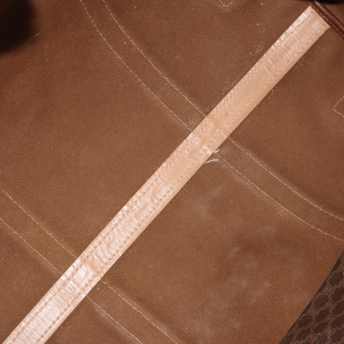 CELINE Macadam Canvas Boston Bag PVC Leather Brown Gold Auth 199626