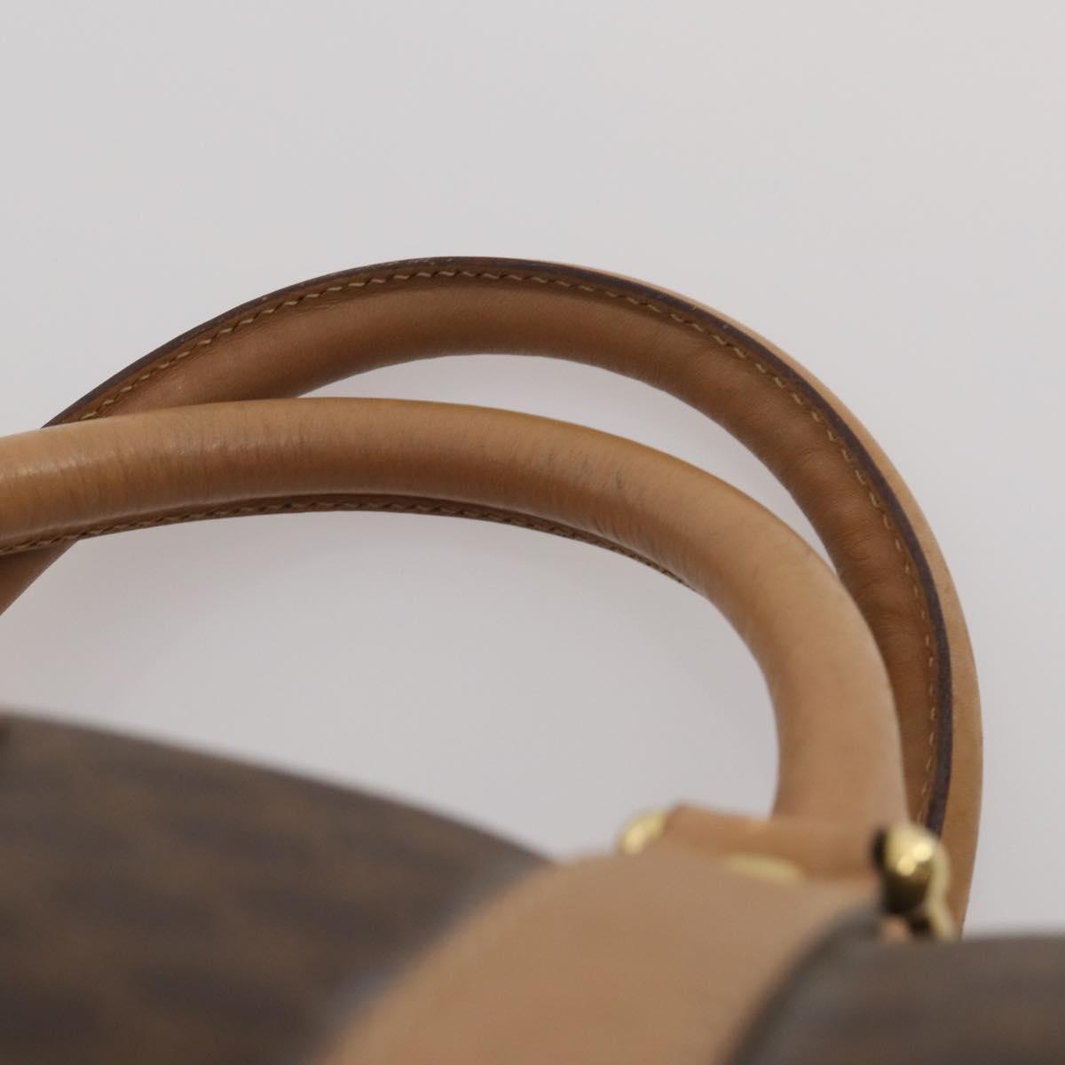 CELINE Macadam Canvas Boston Bag PVC Leather Brown Gold Auth 199626