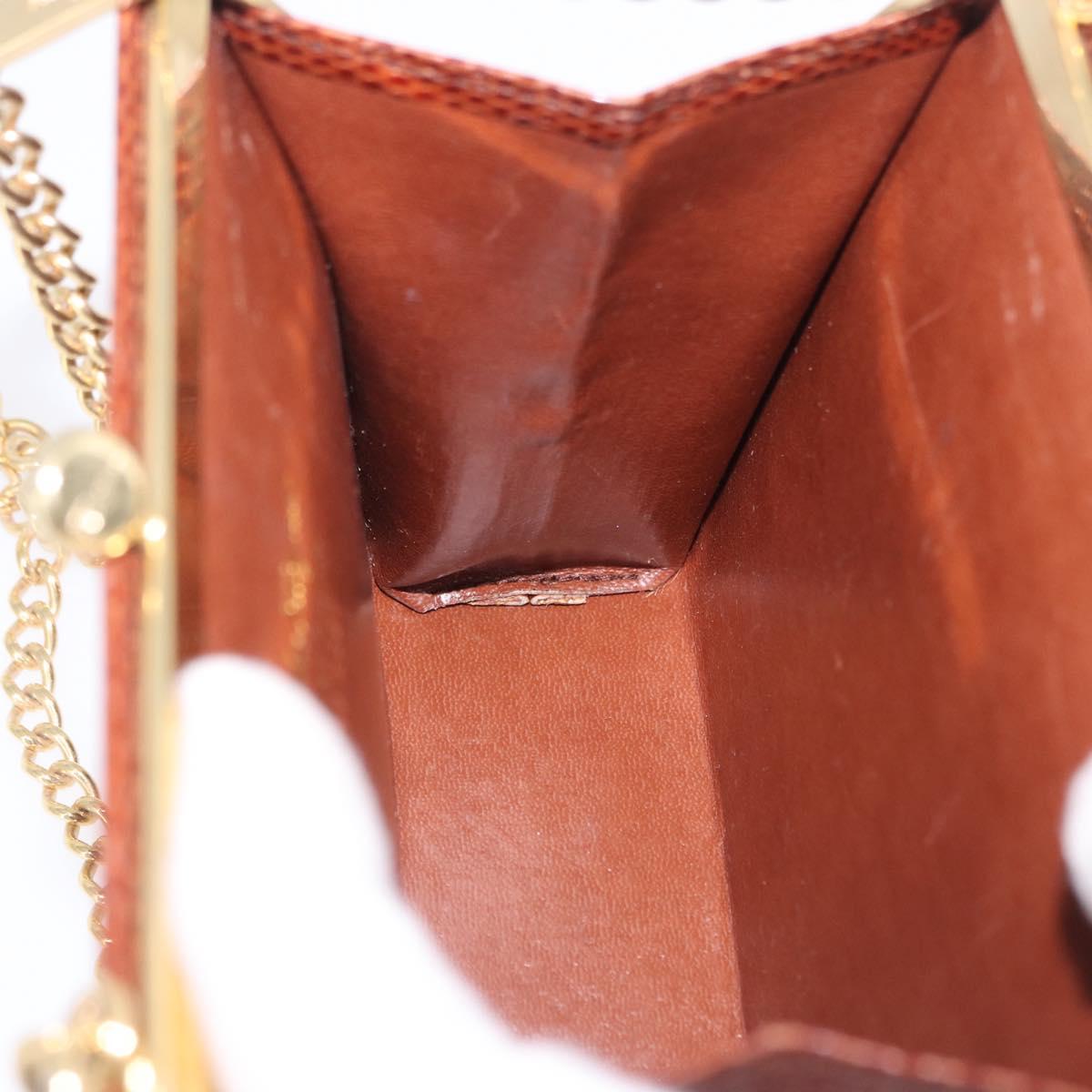 Salvatore Ferragamo Vala Chain Shoulder Bag Leather Brown Gold Auth 199629A