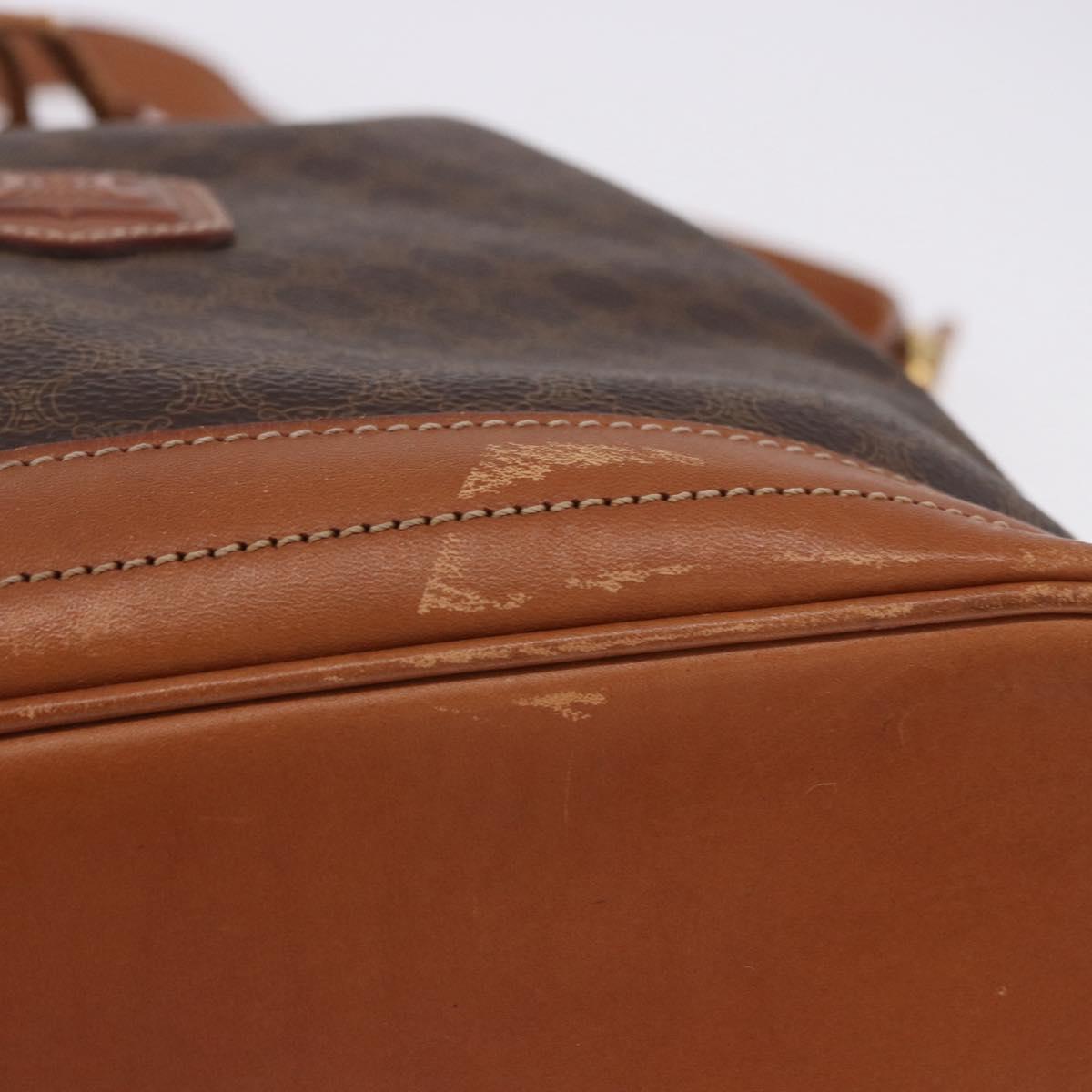 CELINE Macadam Canvas Shoulder Bag PVC Leather Brown Gold Auth 199630