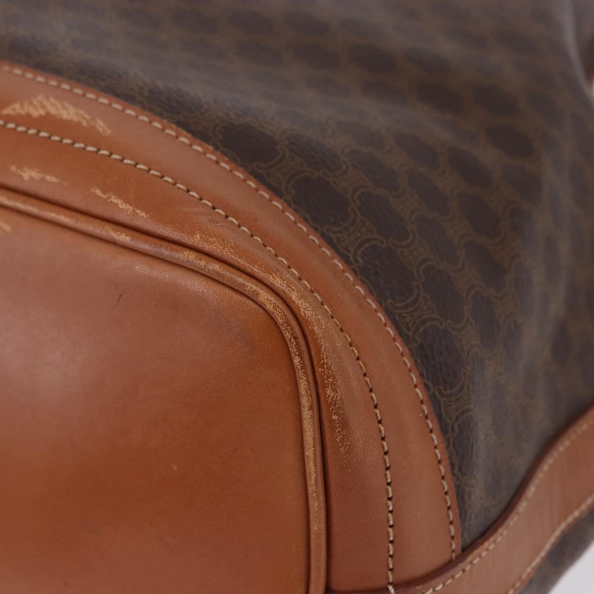 CELINE Macadam Canvas Shoulder Bag PVC Leather Brown Gold Auth 199630