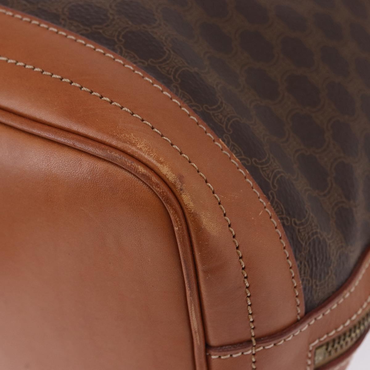 CELINE Macadam Canvas Shoulder Bag PVC Leather Brown Gold Auth 199630