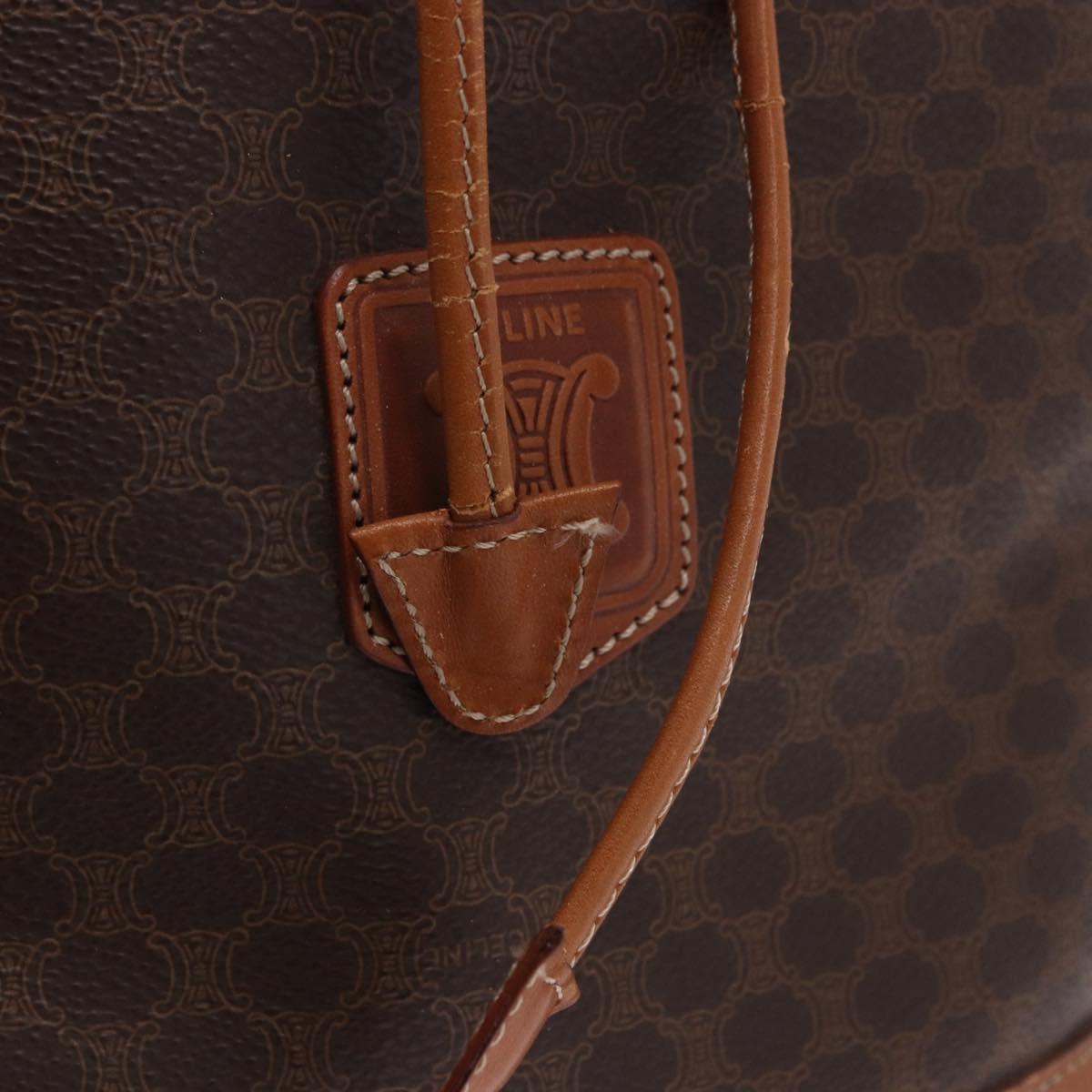 CELINE Macadam Canvas Shoulder Bag PVC Leather Brown Gold Auth 199630
