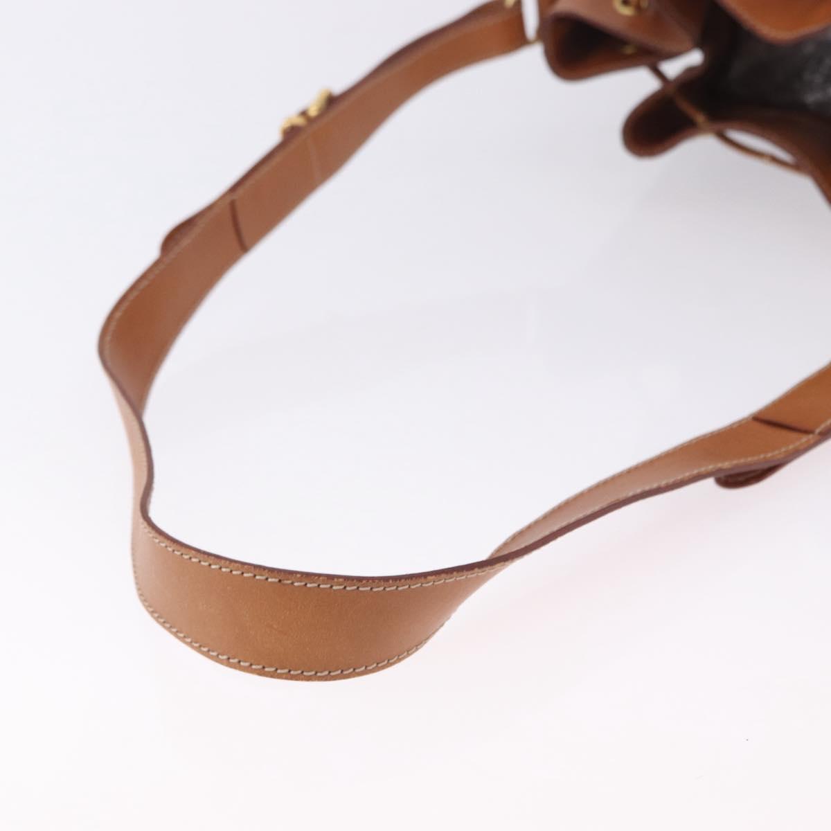 CELINE Macadam Canvas Shoulder Bag PVC Leather Brown Gold Auth 199630