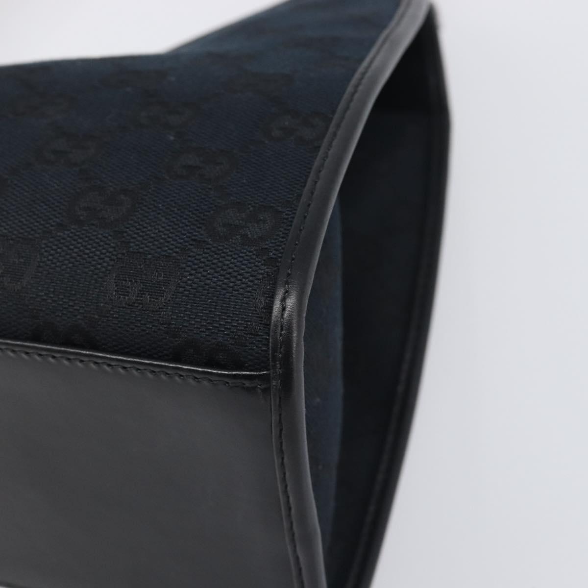 GUCCI GG Canvas Jackie Hand Bag Black Silver 002 1067 Auth 199636V