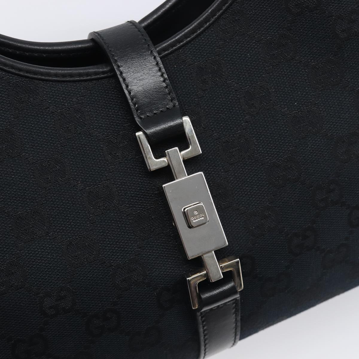 GUCCI GG Canvas Jackie Hand Bag Black Silver 002 1067 Auth 199636V