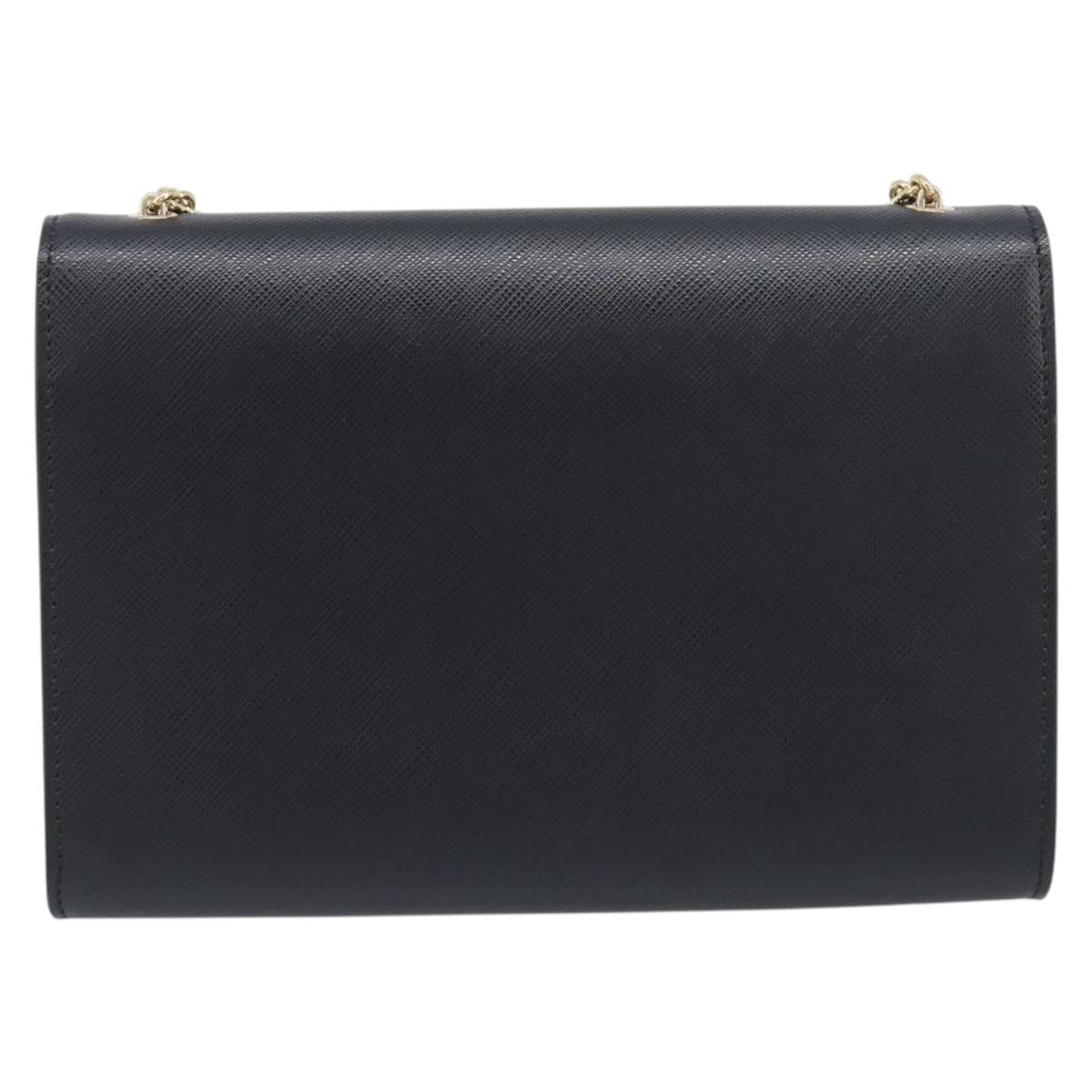 Salvatore Ferragamo Vala Chain Shoulder Bag Leather Black Gold Auth 199639V