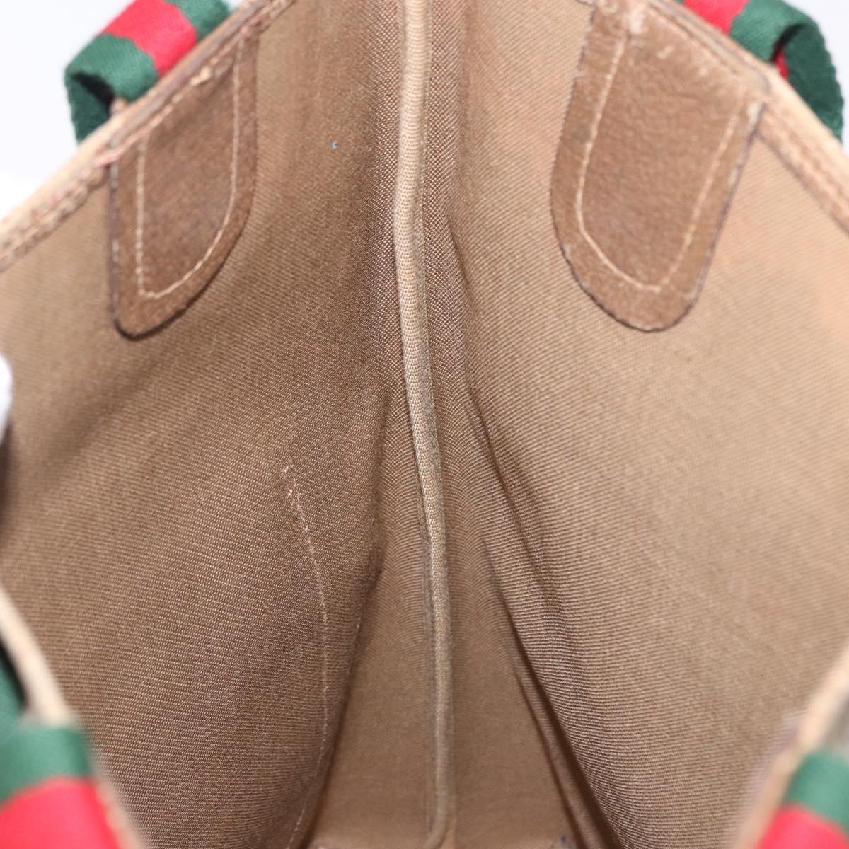 GUCCI GG Supreme Web Sherry Line Tote Bag PVC Beige Gold 39 02 003 Auth 199642