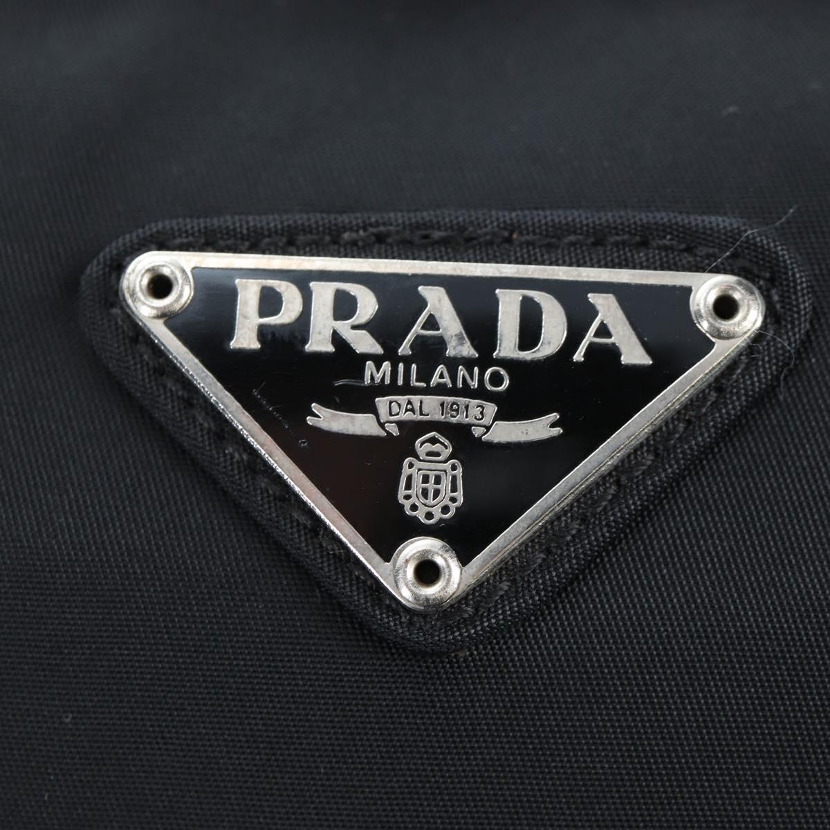 PRADA Shoulder Bag Nylon Black Silver Auth 199644V