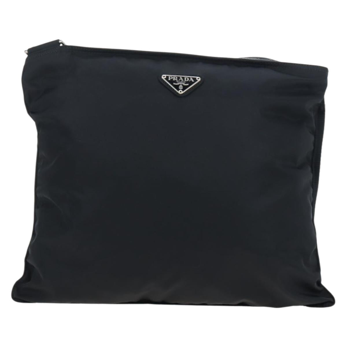 PRADA Shoulder Bag Nylon Black Silver Auth 199644V