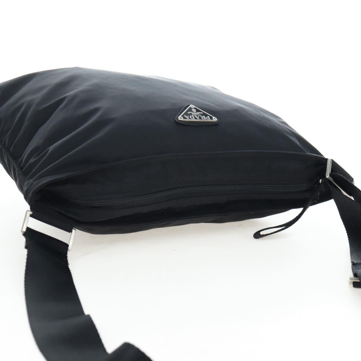 PRADA Shoulder Bag Nylon Black Silver Auth 199644V