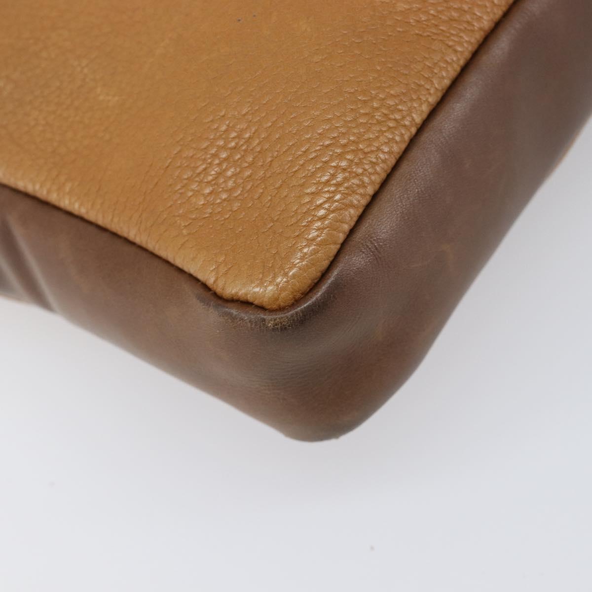 LOEWE Shoulder Bag Leather Brown Gold Auth 199645