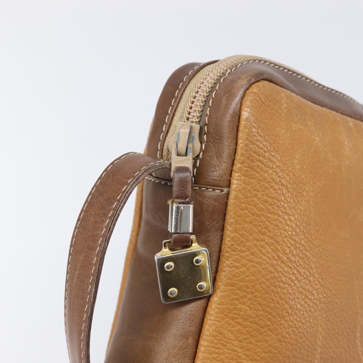 LOEWE Shoulder Bag Leather Brown Gold Auth 199645