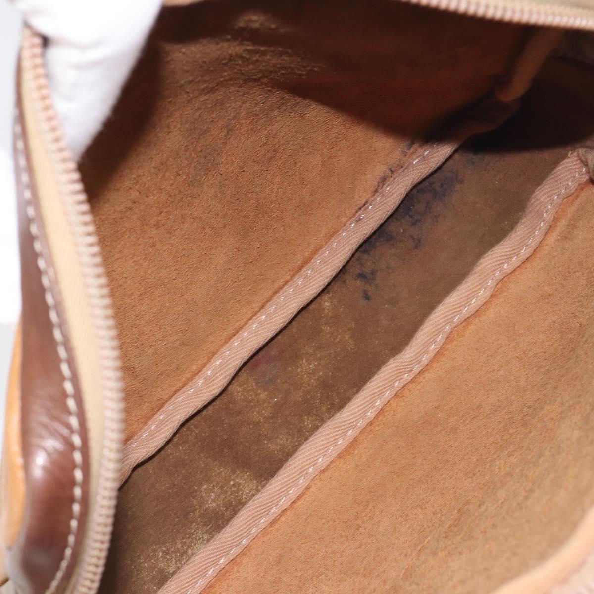 LOEWE Shoulder Bag Leather Brown Gold Auth 199645