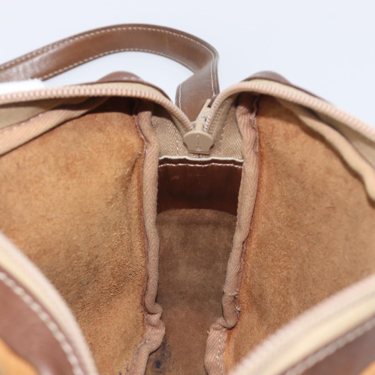 LOEWE Shoulder Bag Leather Brown Gold Auth 199645