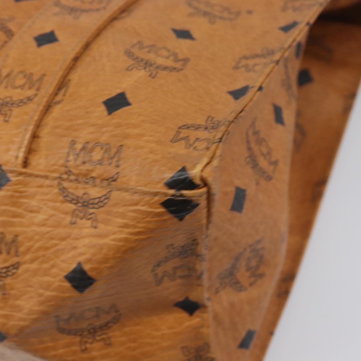 MCM Vicetos Logogram Tote Bag PVC Leather Brown Gold Auth 199646