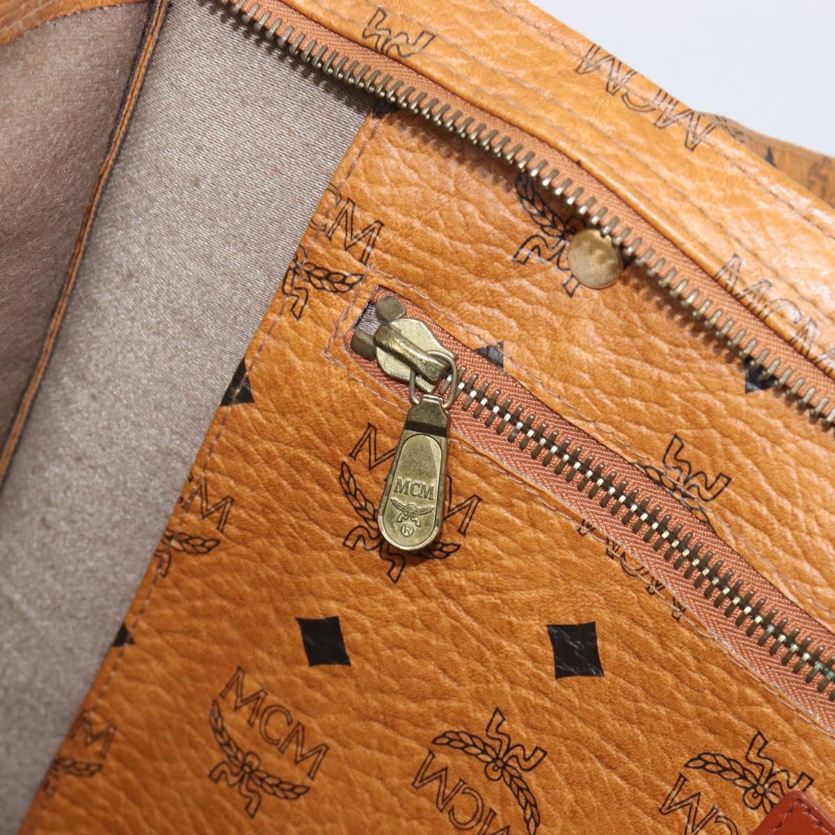 MCM Vicetos Logogram Tote Bag PVC Leather Brown Gold Auth 199646