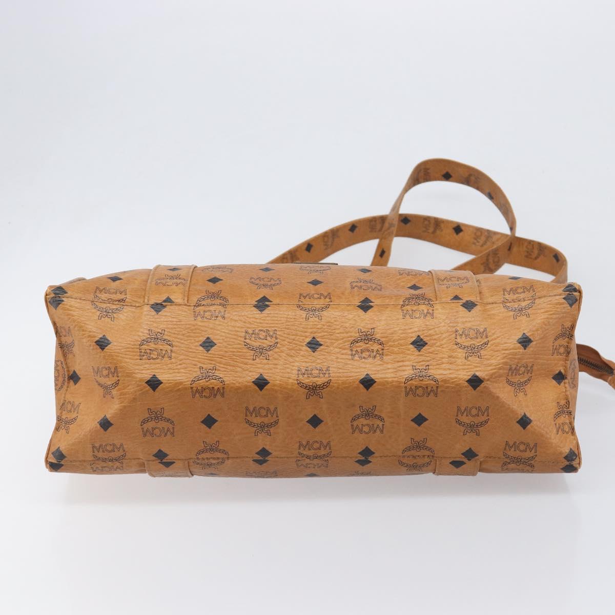 MCM Vicetos Logogram Tote Bag PVC Leather Brown Gold Auth 199646