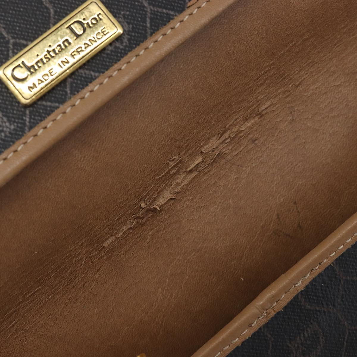 Christian Dior Honeycomb Canvas Shoulder Bag PVC Black Gold Auth 199648