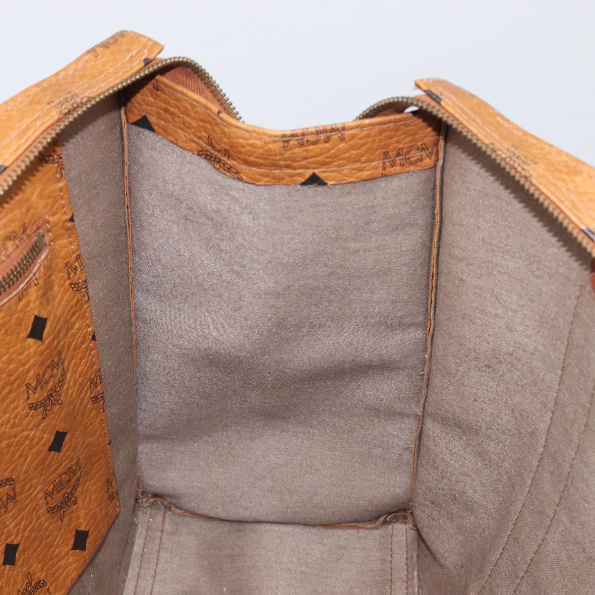 MCM Vicetos Logogram Tote Bag PVC Leather Brown Gold Auth 199649