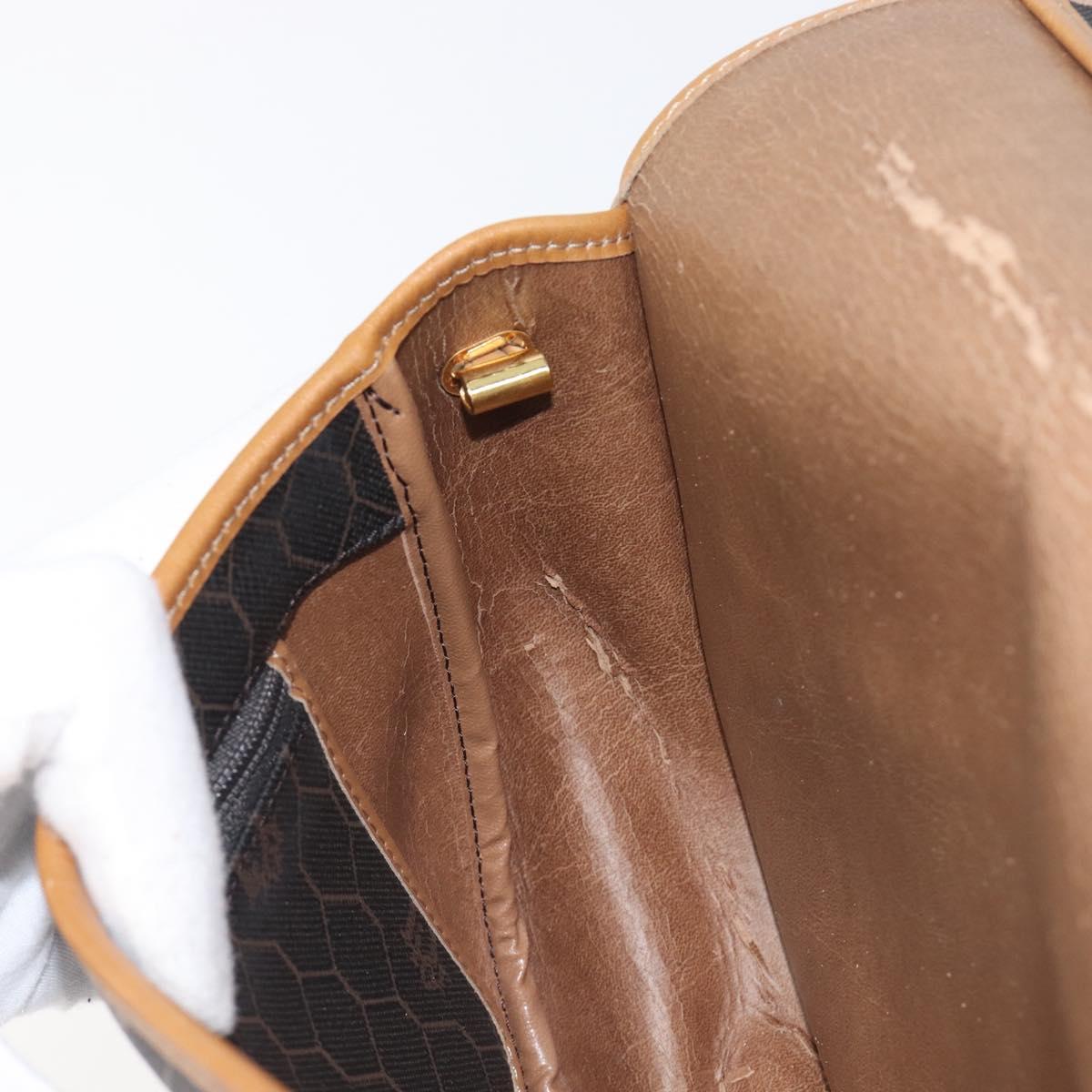 Christian Dior Honeycomb Canvas Shoulder Bag PVC Black Gold Auth 199651