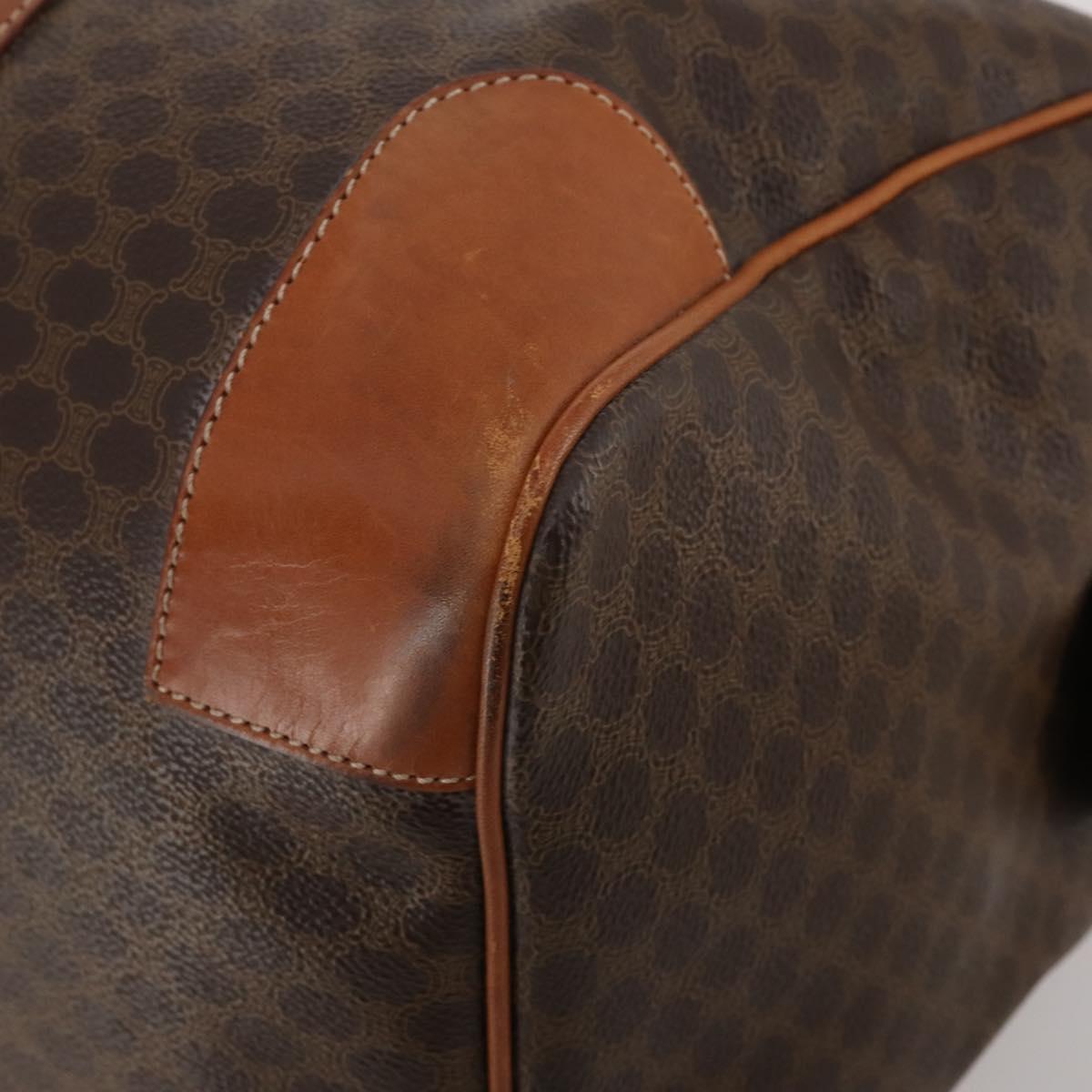 CELINE Macadam Canvas Boston Bag PVC Leather Brown Gold Auth 199652A