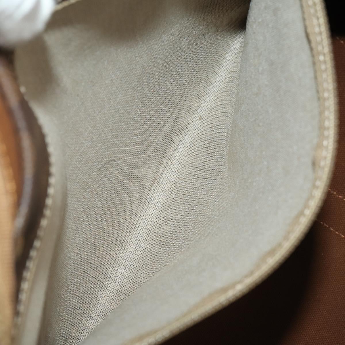 CELINE Macadam Canvas Boston Bag PVC Leather Brown Gold Auth 199652A
