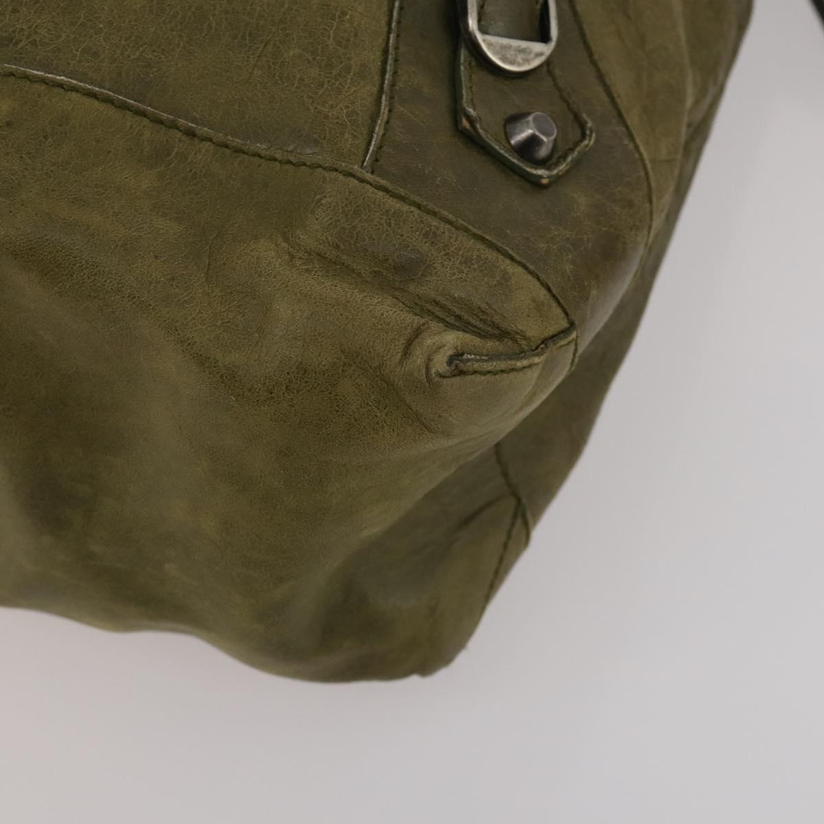 BALENCIAGA The Day Shoulder Bag Leather Green Silver 141175 Auth 199653A
