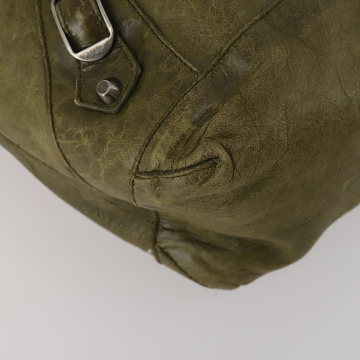 BALENCIAGA The Day Shoulder Bag Leather Green Silver 141175 Auth 199653A