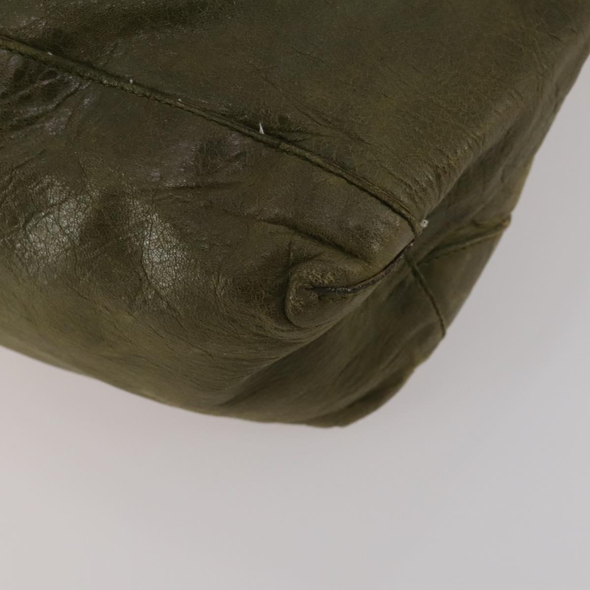 BALENCIAGA The Day Shoulder Bag Leather Green Silver 141175 Auth 199653A