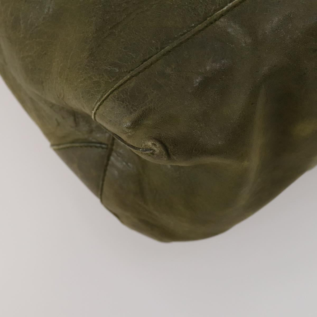 BALENCIAGA The Day Shoulder Bag Leather Green Silver 141175 Auth 199653A