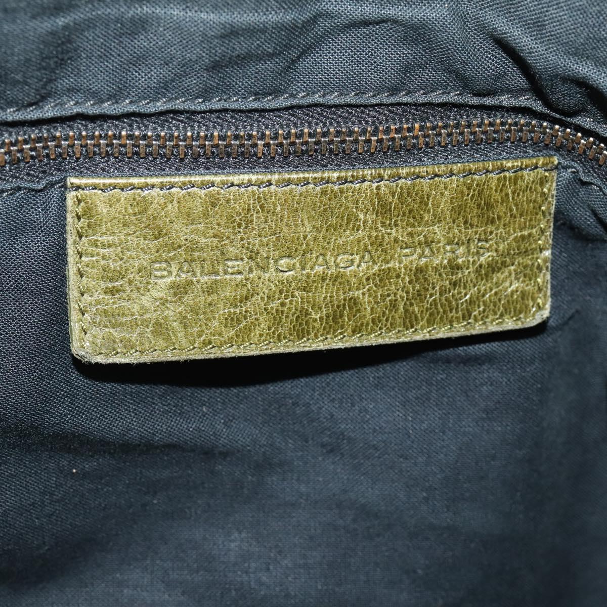BALENCIAGA The Day Shoulder Bag Leather Green Silver 141175 Auth 199653A