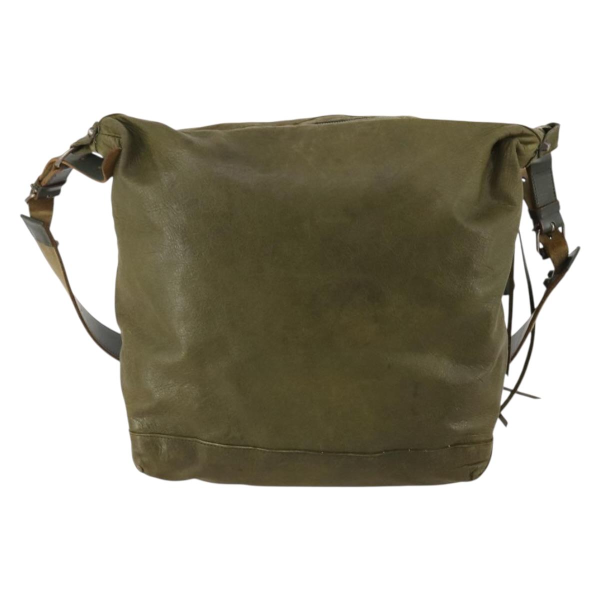 BALENCIAGA The Day Shoulder Bag Leather Green Silver 141175 Auth 199653A