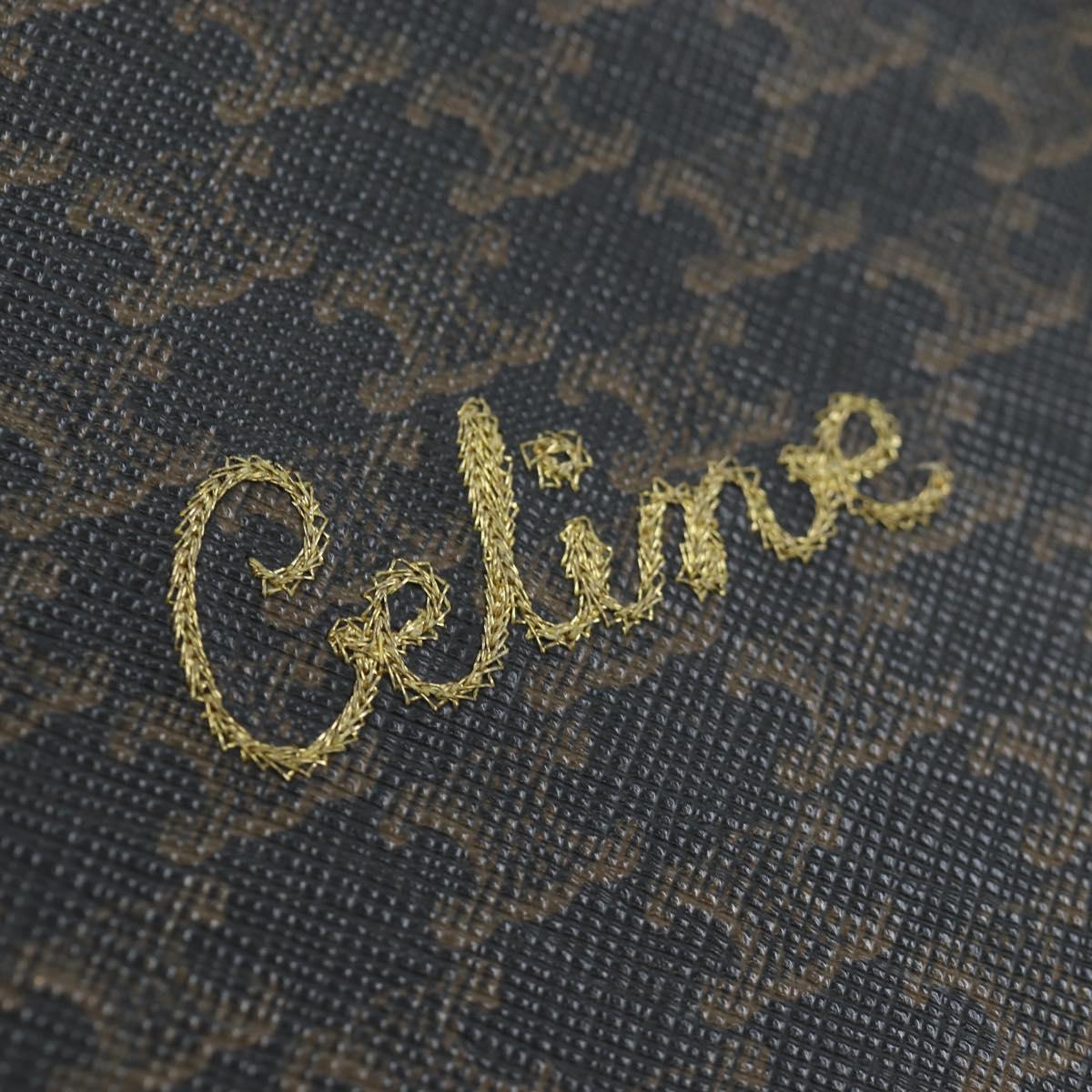 CELINE Triomphe Round Purse Shoulder Bag PVC Black Gold Auth 199654M