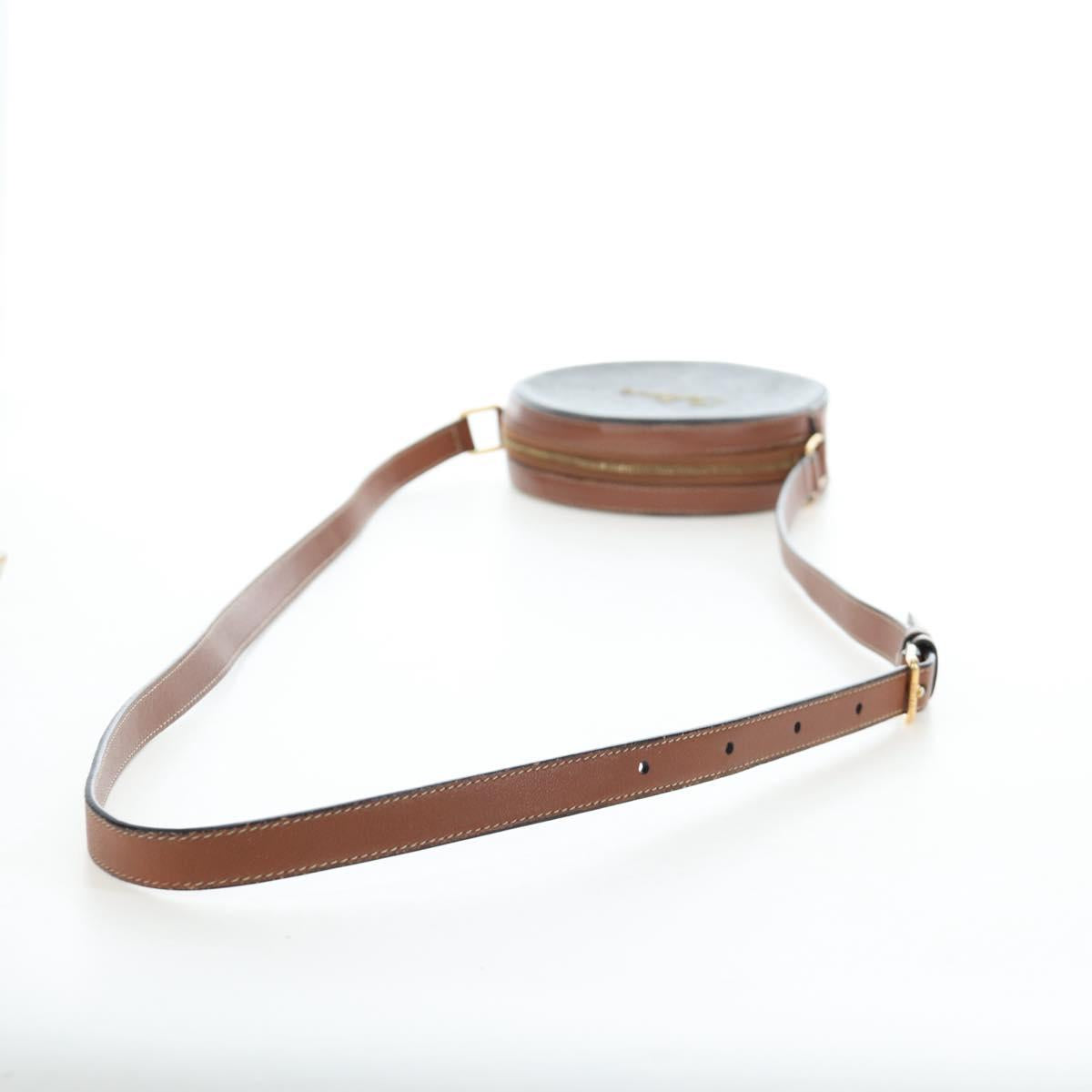 CELINE Triomphe Round Purse Shoulder Bag PVC Black Gold Auth 199654M