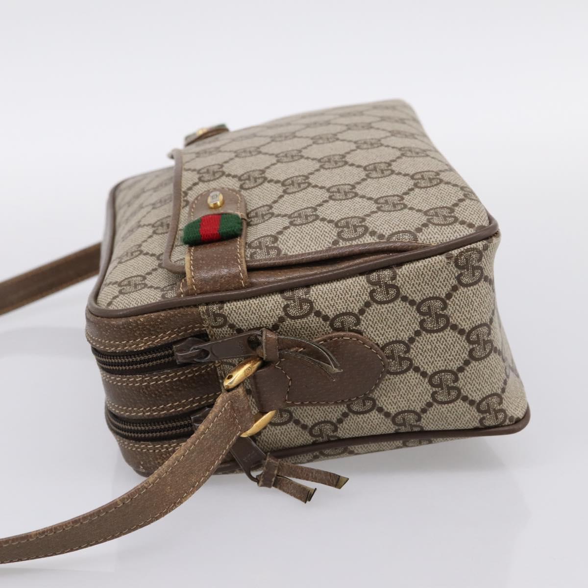 GUCCI GG Supreme Web Sherry Line Bag PVC Beige Gold 93 02 049 Auth 199656