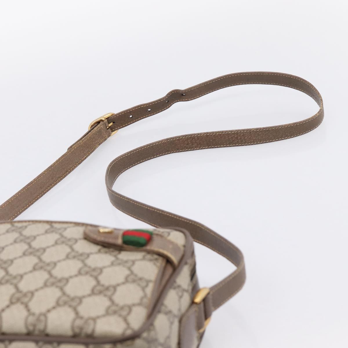 GUCCI GG Supreme Web Sherry Line Bag PVC Beige Gold 93 02 049 Auth 199656