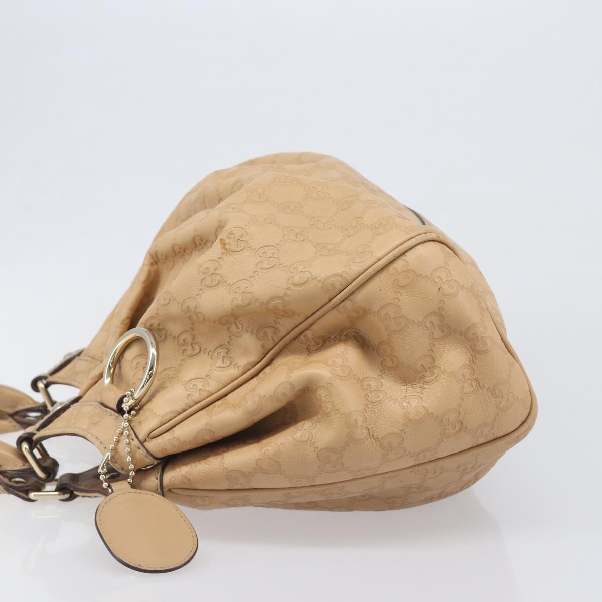 GUCCI GG Canvas Guccissima Tote Bag Leather Beige Gold 211944 Auth 199658V