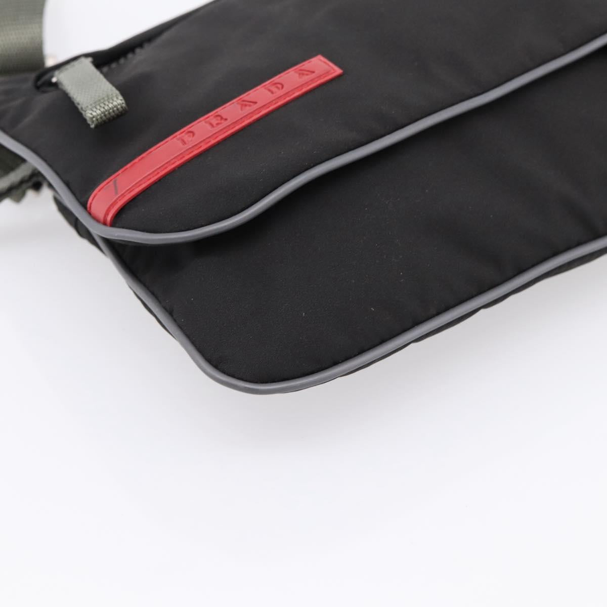 PRADA PRADA Sports Shoulder Bag Nylon Black Auth 199659A