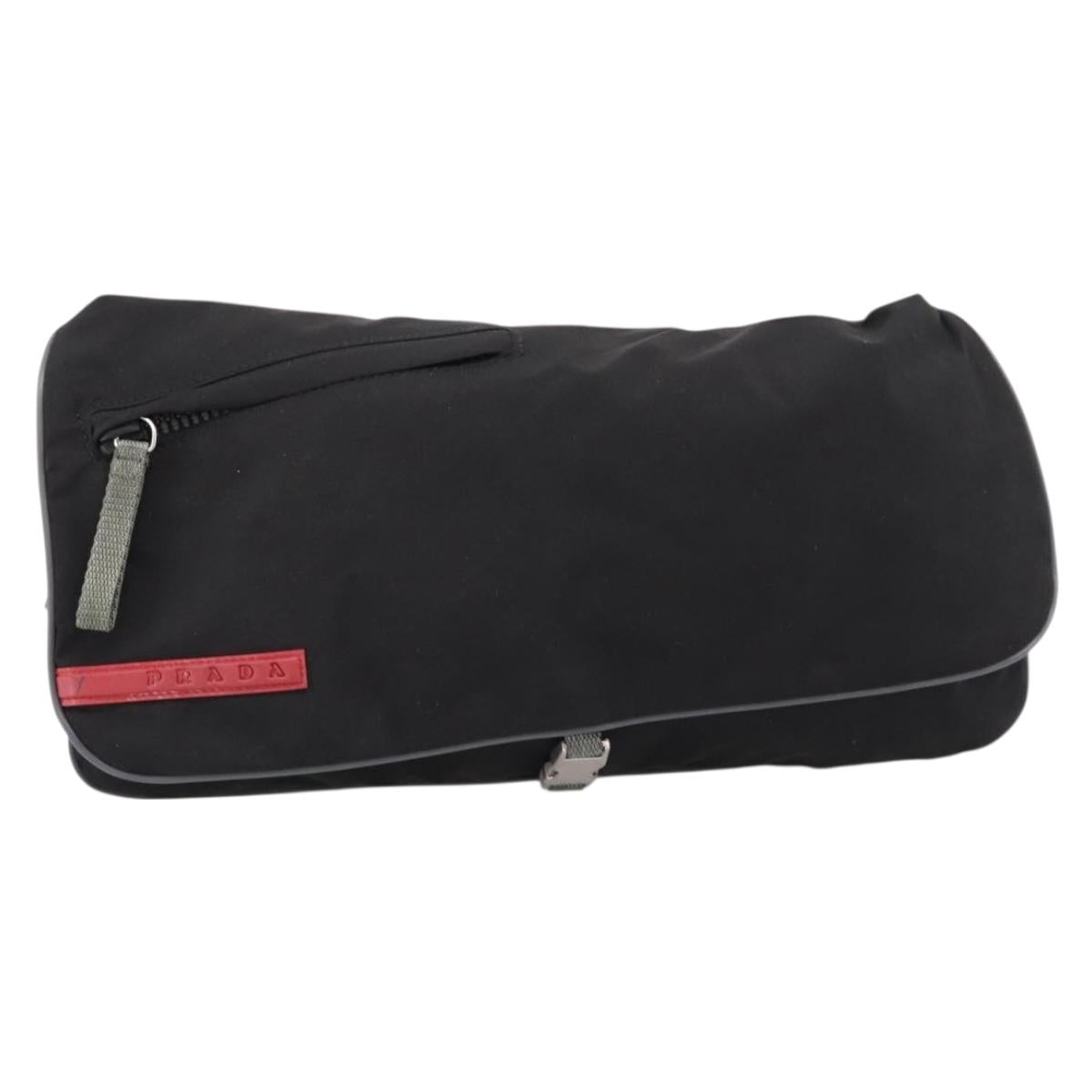PRADA PRADA Sports Shoulder Bag Nylon Black Auth 199659A