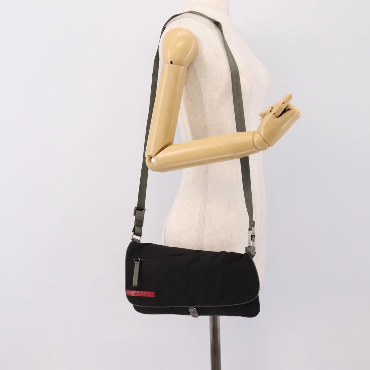 PRADA PRADA Sports Shoulder Bag Nylon Black Auth 199659A