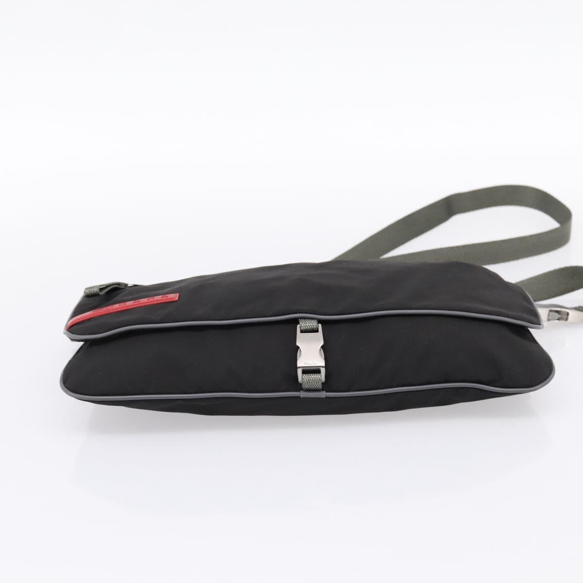 PRADA PRADA Sports Shoulder Bag Nylon Black Auth 199659A
