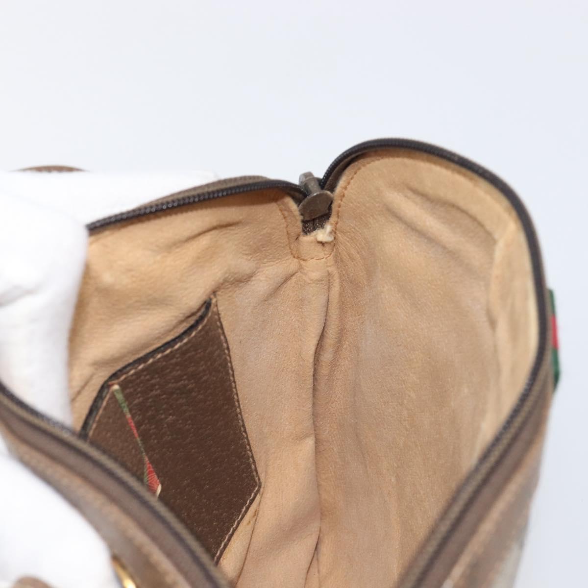 GUCCI GG Supreme Web Sherry Line Bag PVC Beige Gold 904 02 047 Auth 199660