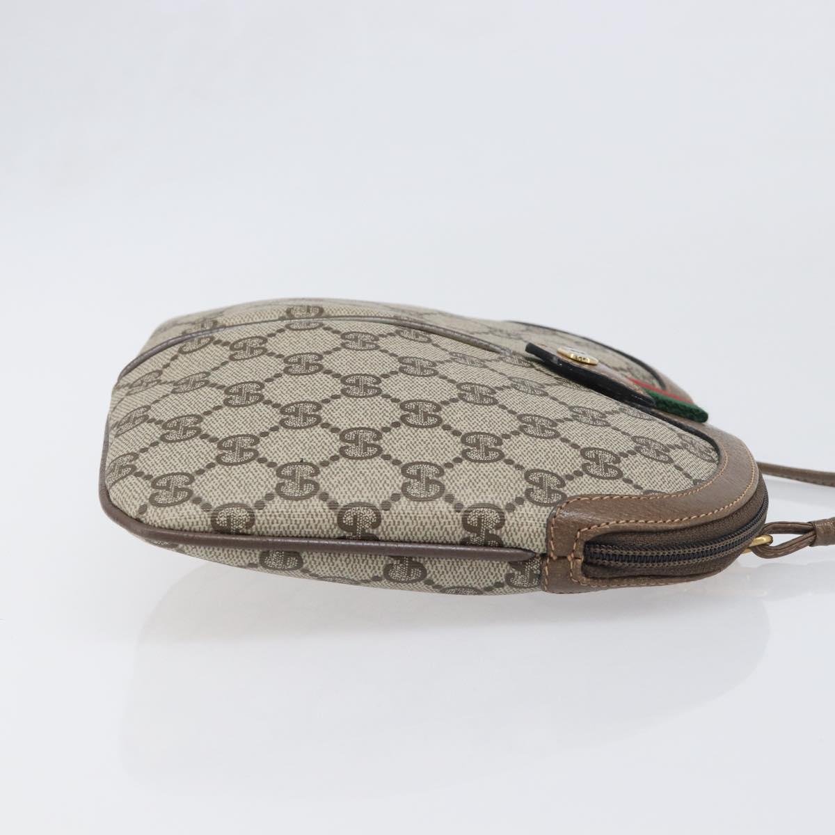 GUCCI GG Supreme Web Sherry Line Bag PVC Beige Gold 904 02 047 Auth 199660